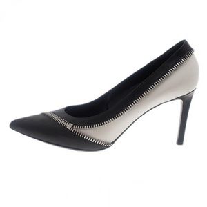 Saint Laurent Paris Two Tone Optical Zipper Detail Pumps Size 37.5 (US size 7)
